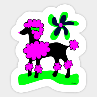 Poodle with Pink Hairdo Sticker